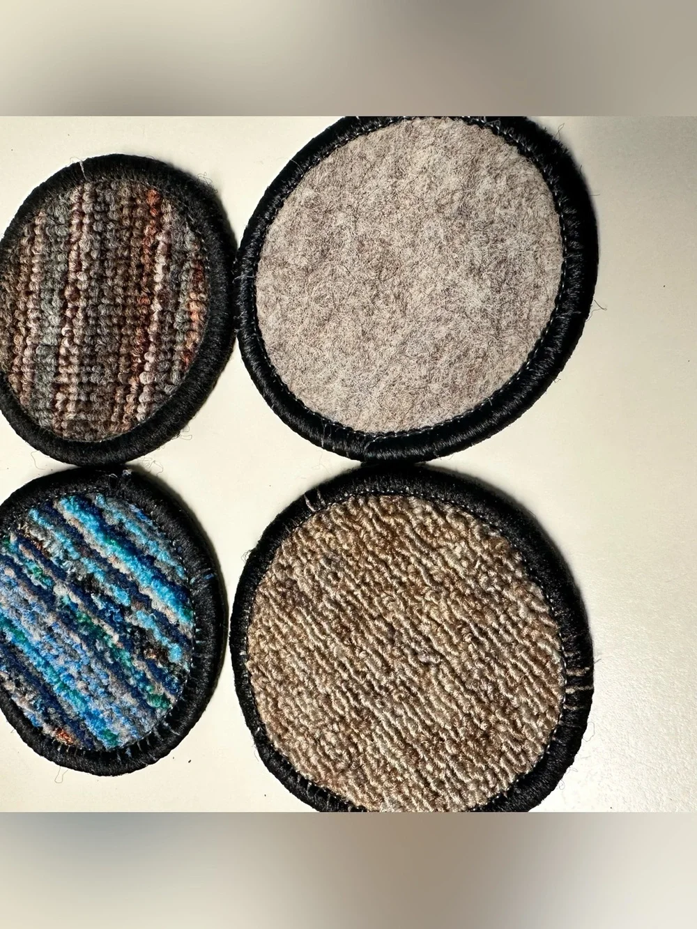 Round Carpet Coasters 4” Vintage Barware Set of 6 MCM Retro drink rug coaster